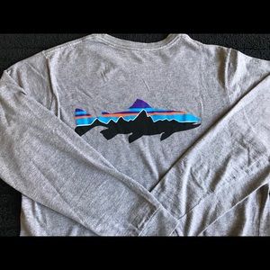 Grey Patagonia Long Sleeve w/ Fish Logo